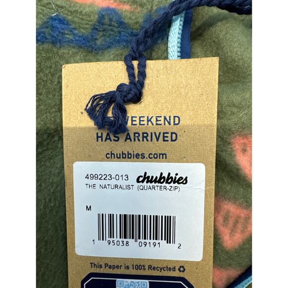 Chubbies “Naturalist” 1/4 zip Green Fleece Pullover men sz M - Picture 7 of 9